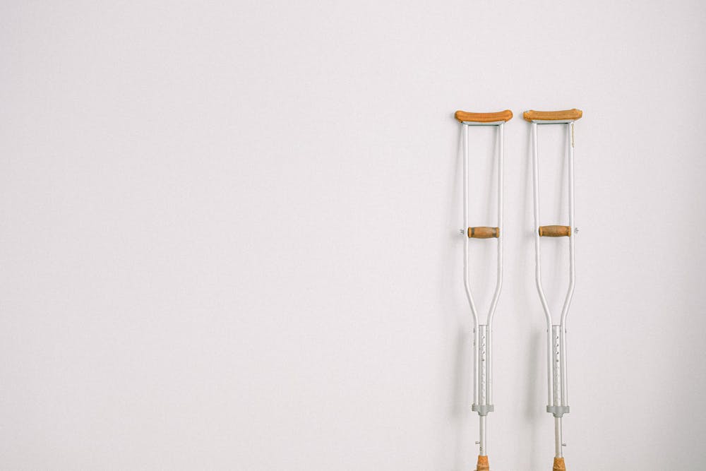 a pair of walking crutches